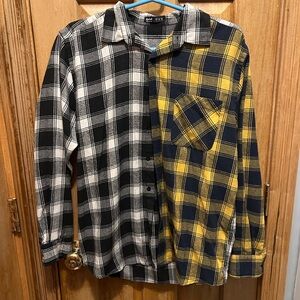 Men's Black and Yellow Plaid Shirt